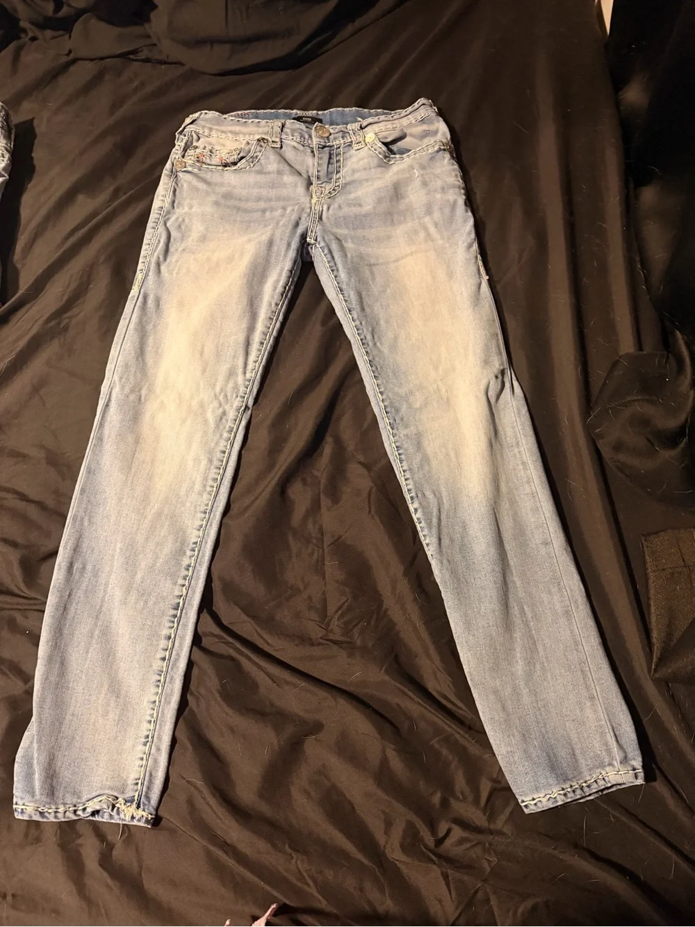 True Religion Light Blue Men's Jeans - Back Pocket Stitch Detail